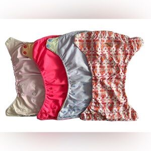 (4) Rump-a-rooz Adjustable Cloth Diapers w/o Inserts, Multicolored